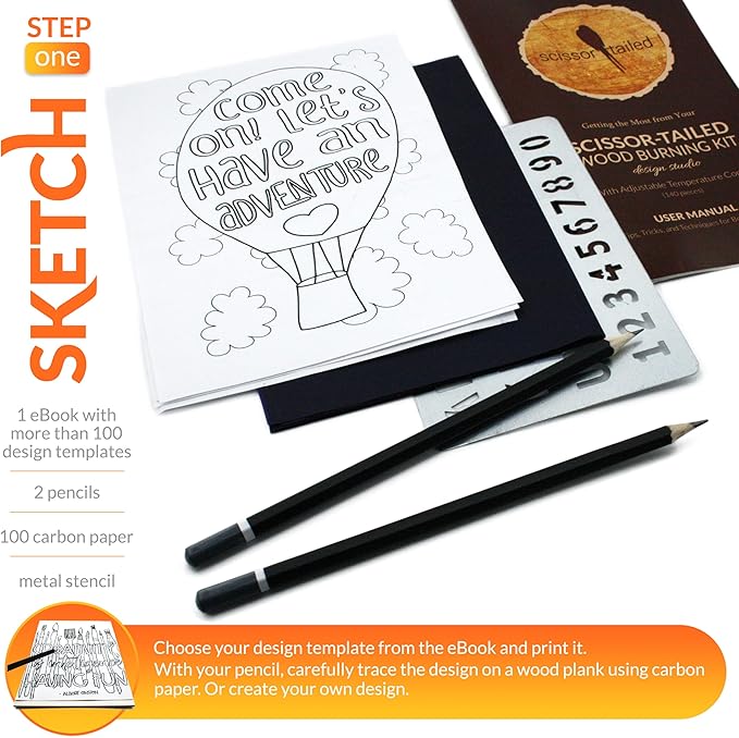 Scissor-Tailed Beginners Wood Burning Kit 140 Pieces. Best Gift Idea for Art & Craft Kit Lovers. Woodburning DIY Hobby Kits with 9 Large Wooden Plaques to Make Unique Wood Burning Projects