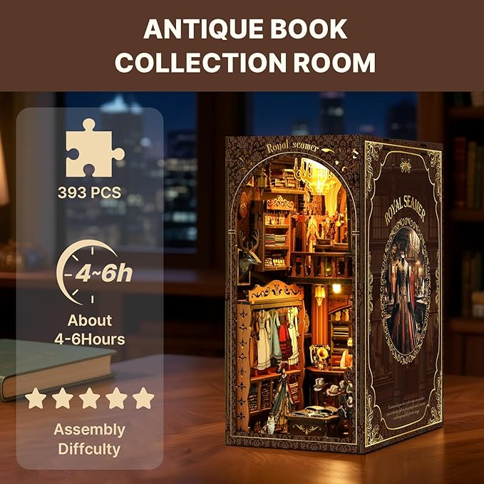 Book Nook Kit,Royal Seamstress Miniature House kit,DIY Tiny House Doll,Bookend Bookshelf Decor Model Build.（Royal Seamstress）