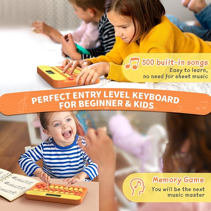 HOMESTEC Mini Music Learning Keyboard, 23 Keys, 4 Chords, 8 Instruments Sounds, Multifunction Music Educational Instrument Toy for 3, 4, 5, 6, 7, 8 Girls and Boys