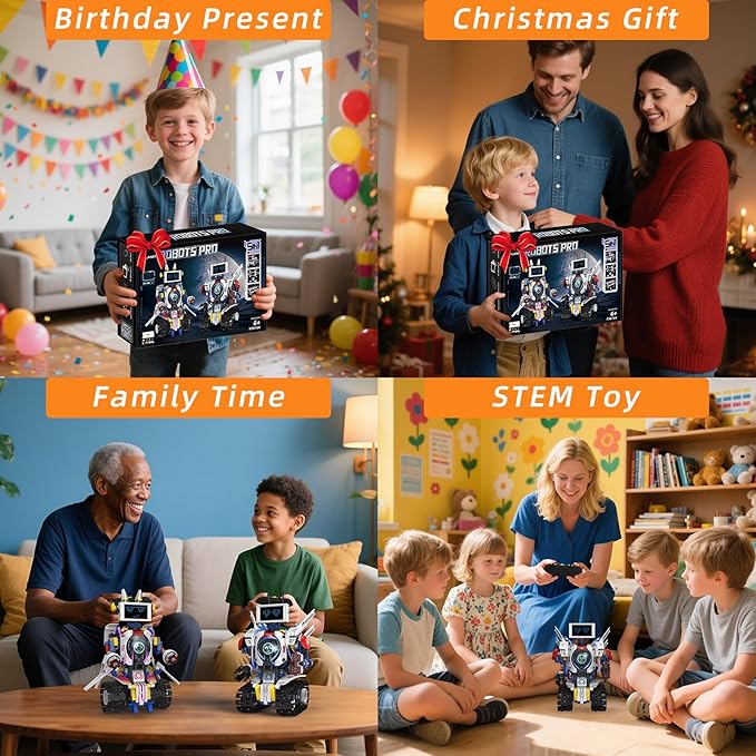 5 in 1 Robot for Kids Ages 8-12,Remote Control & APP Programmable Robotics, Eye Coding Toys-DIY Building Science Educational Kit, STEM Robot Kits Present for Teen Boys Girls (603 PCS)
