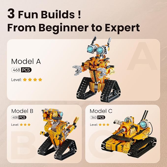 Sillbird Robot Building Kit with Remote Control Christmas STEM Gifts for Boys Age 8-12, Technic Buildable 3in1 Model Coding Robotic Set Birthday Toys for Kids Teens (468 Pieces)