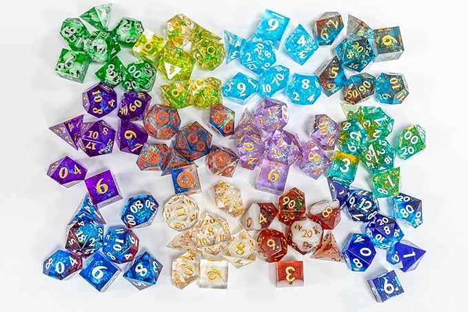 Sharp Edge Dice Set for DND for Dungeons and Dragons Ttrpg Games, Multi-Sided RPG Polyhedral Resin DND Dice Set | Collectable Dice (Resin Mystery Dice)