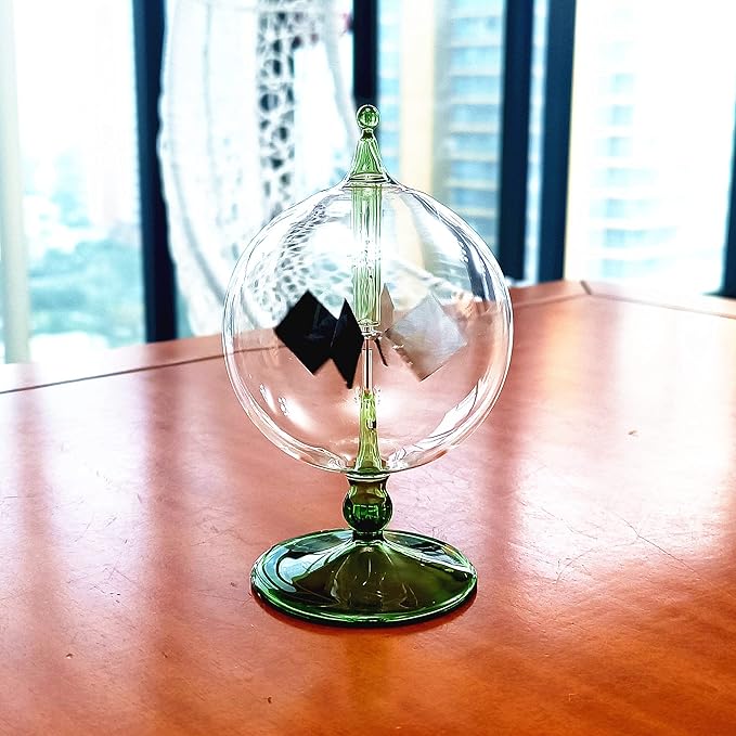Green Solar Power Radiometer Crookes Solar Energy Spinning Vanes Glass Windmill Gift Home Desk Decoration