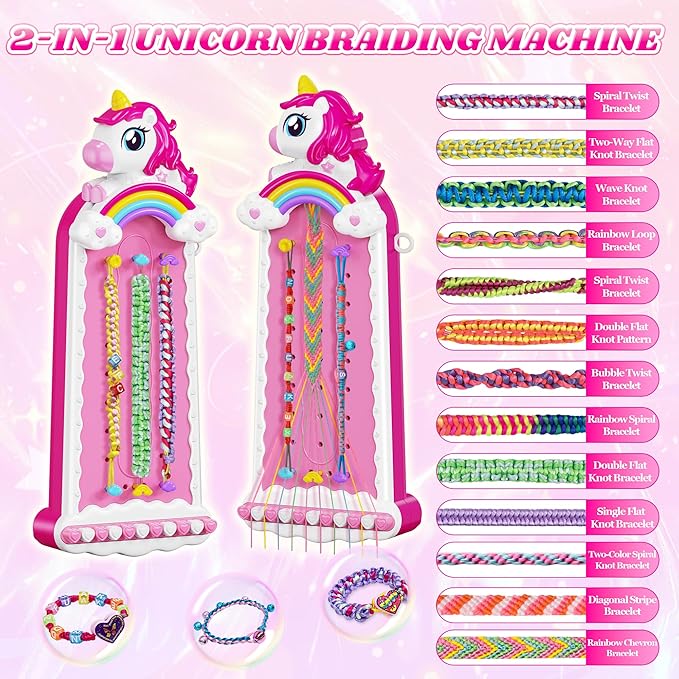 Unicorn Toys for Girls Age 4-6 6-8 8-12, 2-in-1 Friendship Bracelet Making Kit for Girls, Arts and Crafts for Kids Toy,4 5 6 7 8 9 10 11 12 Year Olds Christmas Birthday Gifts,Teen Girl Gift Ideas