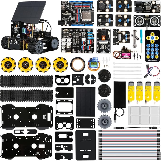 ESP32 Smart Camera Solar Robot Tank Car Kit, STEM Toy Robotics Kit for Kids Age 8-16 Boys Girl, APP & Remote Control 4WD Car with 3MP Camera, Arduino Educational Science Coding Kit Gift for 12+ Teens