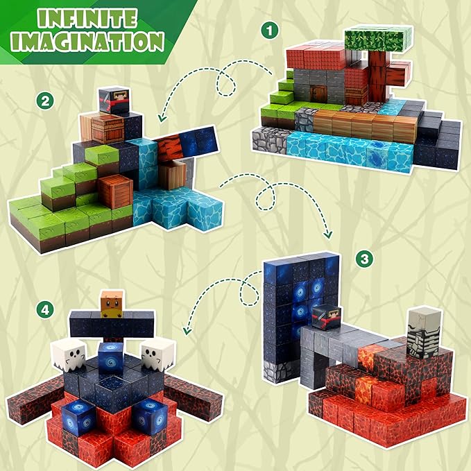 Magnetic Building Block Toy - 144PSC Stacking Construction Set to Cultivate STEM Skills for Boys and· Girls 6 7 8 9