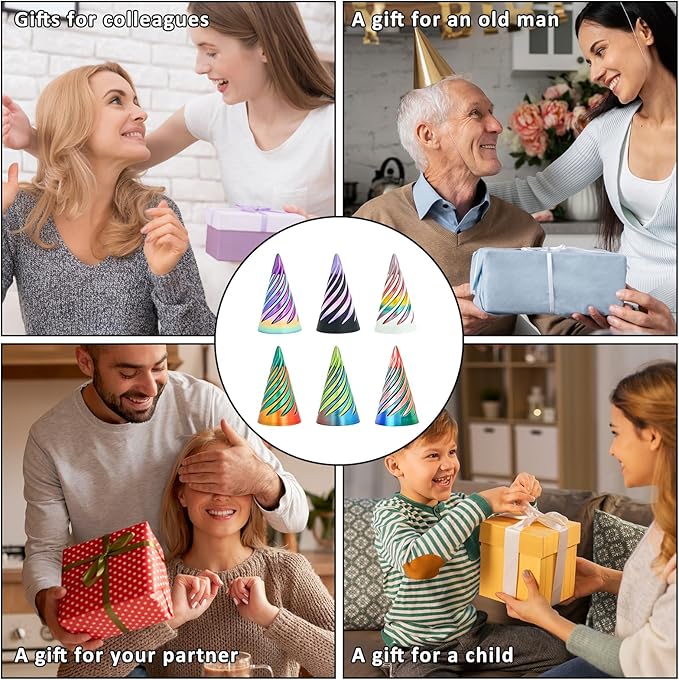 6PCS Impossible Cone,3D Printed Spiral Cone Fidget Toys,Impossible Pyramid Passthrough Sculpture,Stress Relieving Toys for Adults and Kids,Stocking Filler White Elephant Gifts (6 Colors)