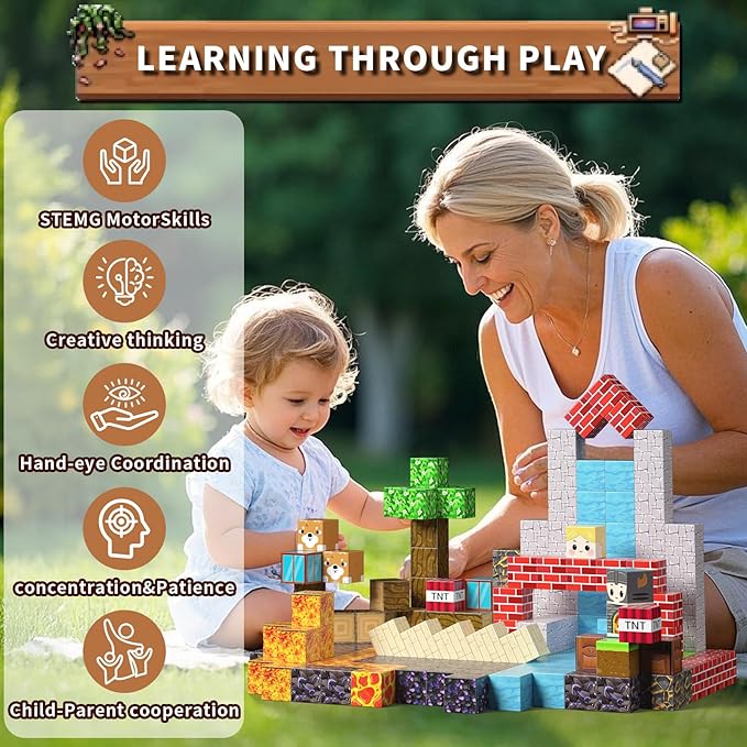 100 PCS Building Blocks, 3D Construction Build Toys, STEM Sensory Building Cubes (Multicolor-100PCS)