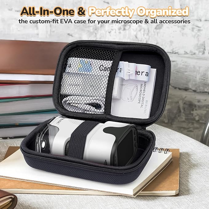 1000X Handheld Microscope for Kids 4K 2.0" Screen Rechargeable Mini Pocket Digital Microscopes w/Slides Kit Portable Edu Gift Age 4-6 8-12 Children Students (White)