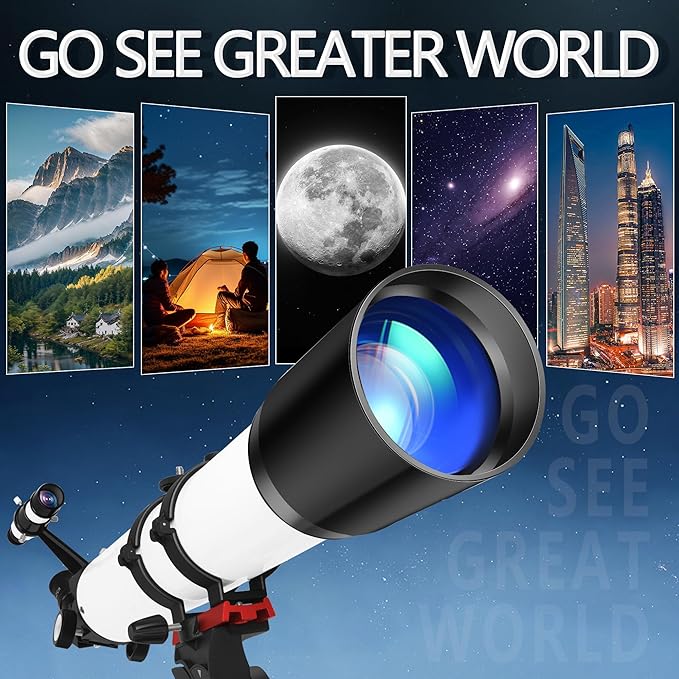 Telescope, Telescope for Adults High Powered - 90mm Aperture 700mm Refractor Telescopes for Astronomy Beginners with AZ Mount Tripod and Phone Adapter for Moon Observation