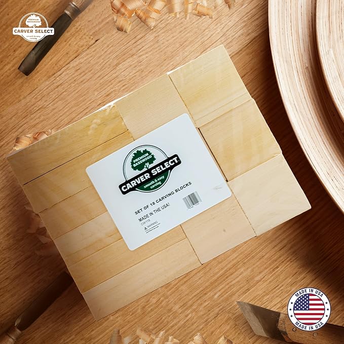Basswood Carving Blocks Set of 18 – Wood Carving Kit with Premium Bass Blocks – for Crafts & Whittling – Ideal for Beginners & Professionals