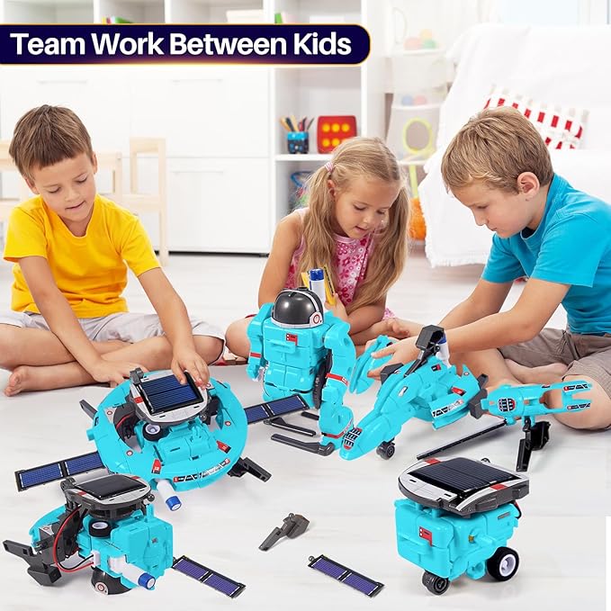 STEM Toys for Kids Ages 8-13, Christmas Birthday Gifts for 8 9 10 11 12 13 14 Year Old Teen Boys Girls, 6-in-1 Solar Robot Educational Science Building Experiment Kits