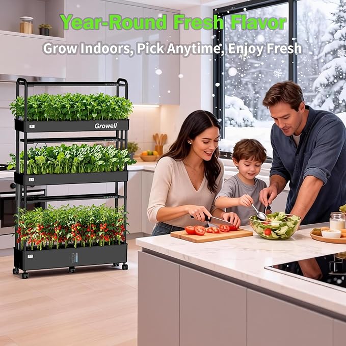Hydroponics Growing System Kit, 90 Pods, Large Vertical Hydroponic Garden, 32L Indoor Gardening System for Herb Vegetable Fruit, with 2 Light Modes, Auto Circulating Water System