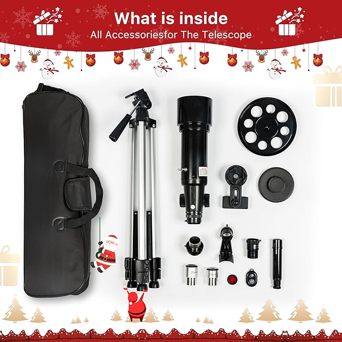 FREE SOLDIER Telescope for Kids 70mm Aperture Astronomical Refractor Telescopes for Beginners (16X-120X) 400mm Telescope for Adults High Powered with A Phone Adapter & A Wireless Remote (Black)
