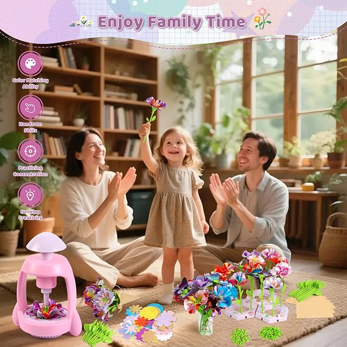 Bsgifts Fabric Flower Making Toys, DIY Flower Press Kits for Kids Ages 3-12, Creative Educational Activity Arts & Crafts Toys, Ideal Christmas Birthday Gifts for Girls