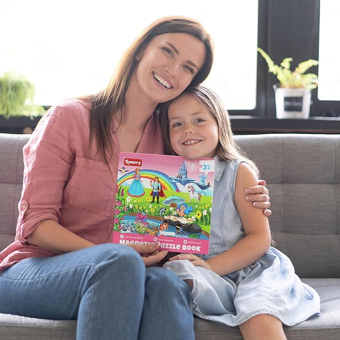 SYNARRY Unicorn Princess Mermaid Magnetic Puzzles for Toddlers 3-5, 36 Pieces Travel Puzzles for Kids Ages 4-8, Airplane Car Road Trip Activities Games Toys for 3 4 5 6 Year Old Girls Birthday Gifts