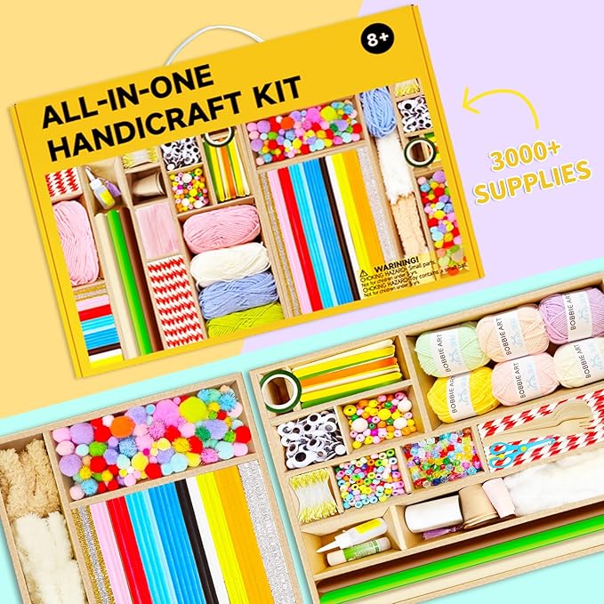 Fusihey Arts and Crafts Vault, DIY Craft Supplies Kit Christmas Creative Hobby Fun Activity Toys for Kids, Perfect Gifts for Girls & Boys Age 4 5 6 7 8 9 10 11 12 Year to Spark Imagination and Joy