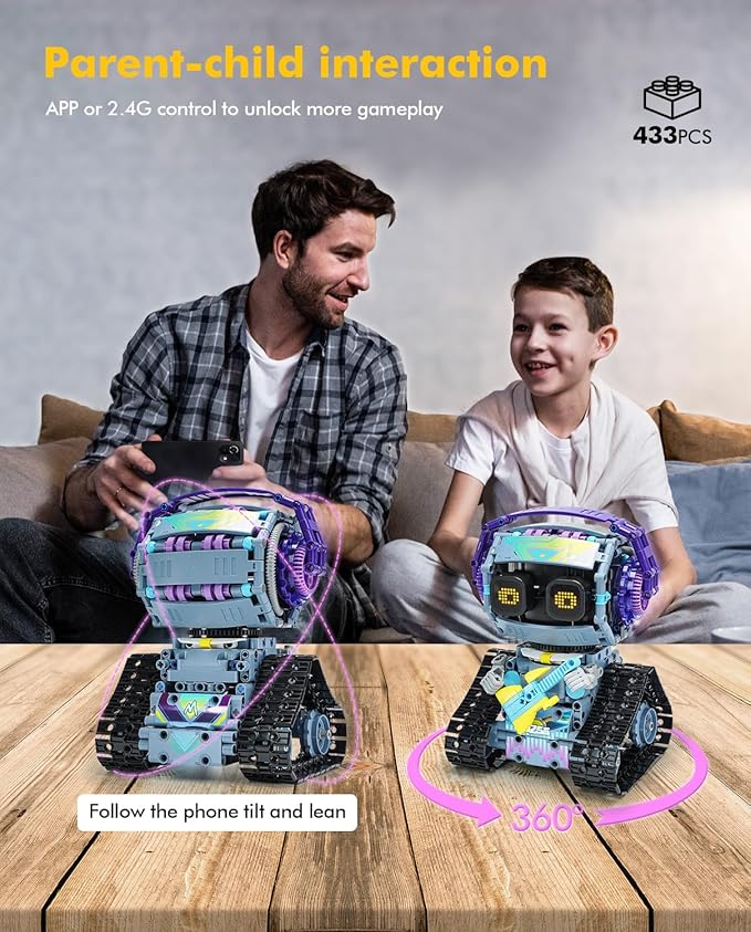 BAV 3 in 1 STEM Robotics Toy Building Blocks Set, Programmable APP Remote Control Robot/Car Robot Coding Kit, STEM Project Education Birthday Gift for Boys and Girls Ages 8-12 (433 Pieces)