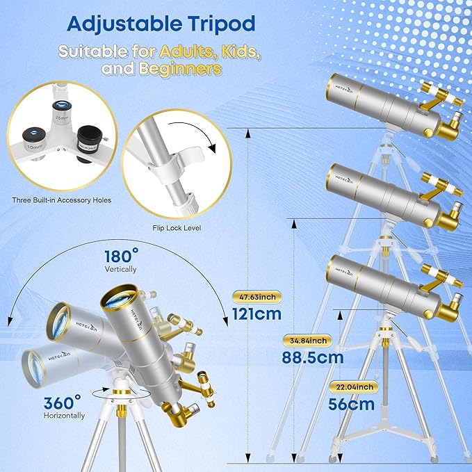 Telescope for Adults High Powered, 90mm Aperture 550mm Refractor Telescope for Beginners & Kids Astronomy, Portable Travel Telescopes with Moon Filter, Phone Adapter, Carry Bag