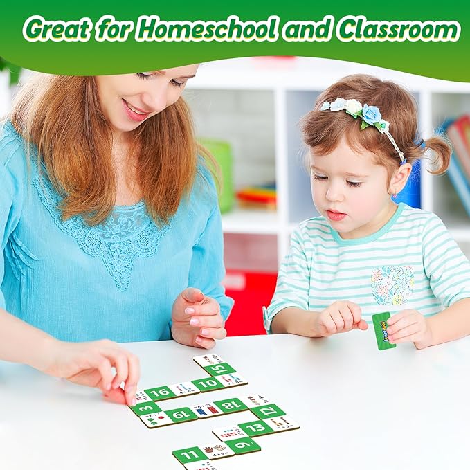 Addition Dominoes Set,Math Games for Kids,Math Manipulatives,Counting Toys,Learning Games,Preschool Learning Activities,Homeschool Supplies,Kindergarten Classroom Must Haves,1st 2nd 3rd Grade