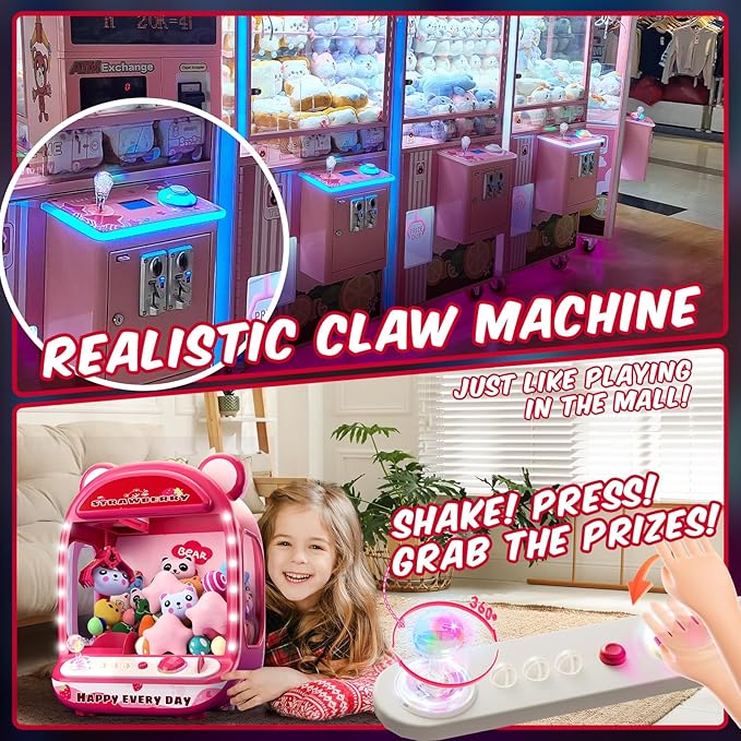Skirfy Claws Machines for Kids,Unicorns Toys for Girls Age 6+,Mini Vending Machine with Plush Toys,Candy Dispenser Machine,Claws Game Machine,Thanksgiving Birthday Gifts for Kids