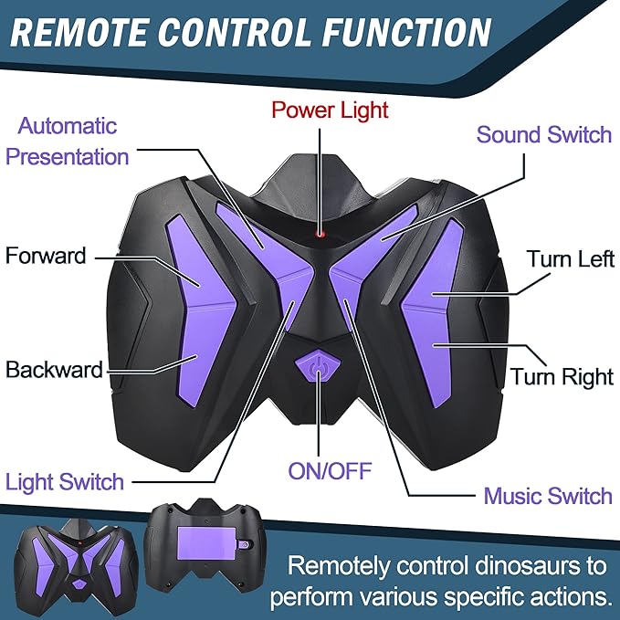 Large Remote Control Dinosaur Toys Kids - Jurassic Velociraptor Toys Imitates Walking and Sounds - Robot Toys That Can Sing, Shaking Head and Tail