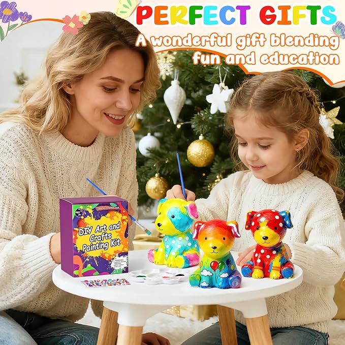 dededa Paint Your Own Dog Lamp Kit, Arts and Crafts for Kids, Art Supplies Painting Kits for Kids 8-12, Christmas Halloween Birthday Crafts Gifts for Boys Girls Ages 4 5 6 7 8 9 10 11 12+, Dog Toys