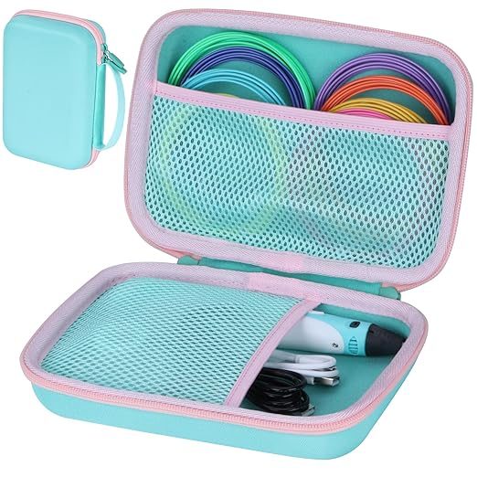 Case Compatible with SCRIB3D P1 Advanced / 3Doodler PRO / 3Doodler Flow / MYNT3D Super Professional Printing / PIKA3D PRO 3D Printing Pen (Teal + Pink)