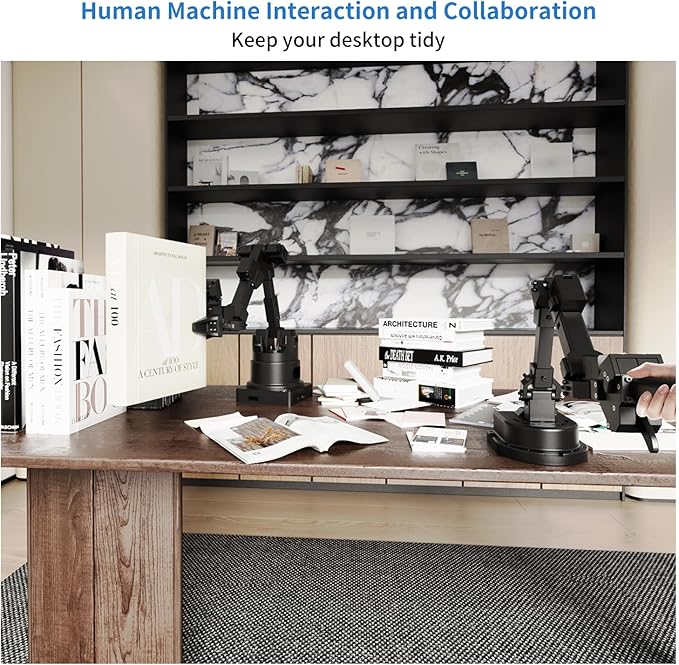 AI Robotic Arm Kit with Servo, Collaborative Embodied Intelligent Arm, Compatible with Hugging Face/LeRobot/Aloha Kit, AI Visual Recognition, Movelt, Imitation Learning, ROS Education with Gripper