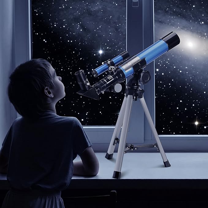AOMEKIE Telescopes 40/400 with Tabletop Tripod 2 Eyepieces Portable Telescopes for Astronomy Beginners with Finderscope and Compass,Space, Gifts