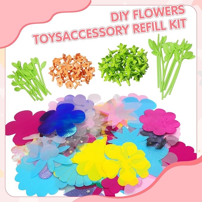 ChainnForces Flower Bouquet Craft Kit Accessories for Making 32 Flowers, DIY Fabric Flowers for Crafts Build Your Bouquet Market Toy Parts