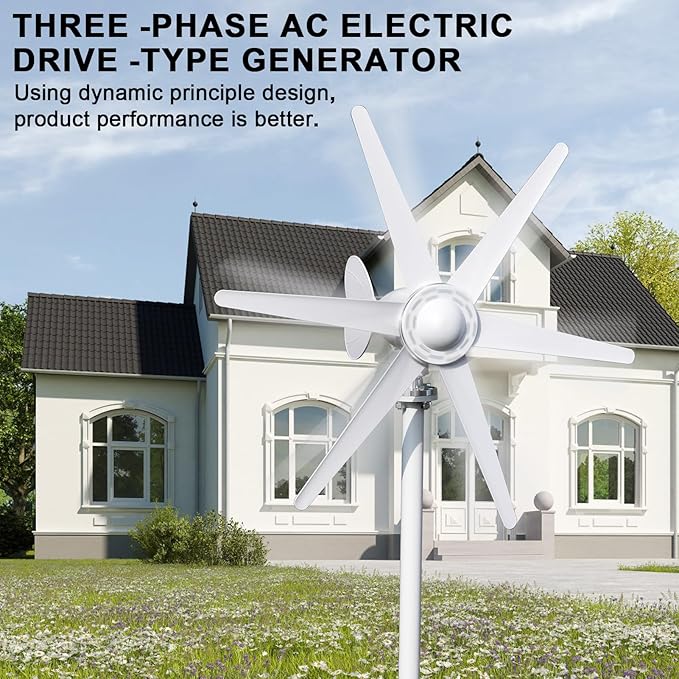 800W 12V/24V Wind Turbines Generator, 6-Blade Fan Wind Turbines Generator Kit, Electromagnetic Electricity Producer Equipment