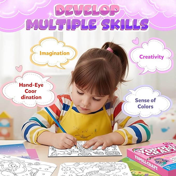 Foil Art Craft Kits for Kids, Mess-Free DIY Creative Activity Set, Fun Arts and Crafts Toys for Boys & Girls, Peel & Press Foil Art Kit for Kids, Travel Toy and Birthday Gift (Princess)
