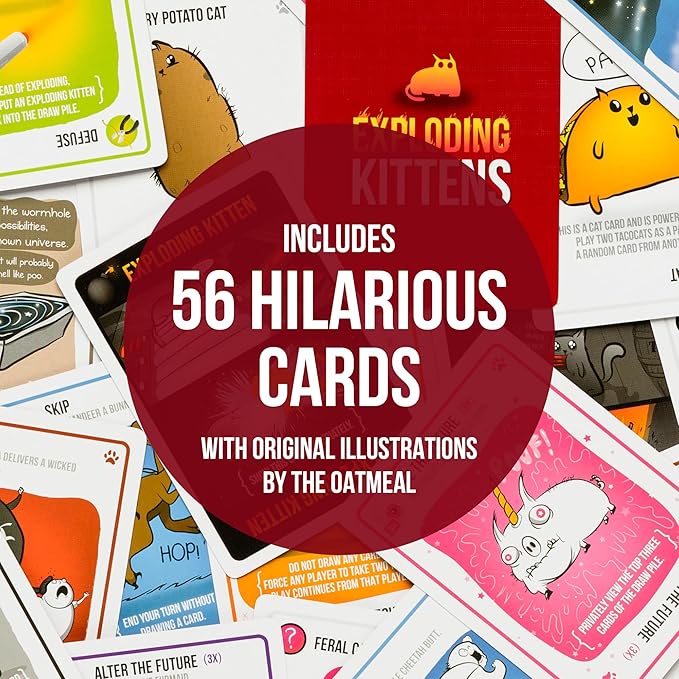 Exploding Kittens Original Edition - 2-5 Players - Ages 7+ - 15 Minutes to Play - High Stakes Card Game - Party Game, Family Game Night, Kid and Adult Card Game