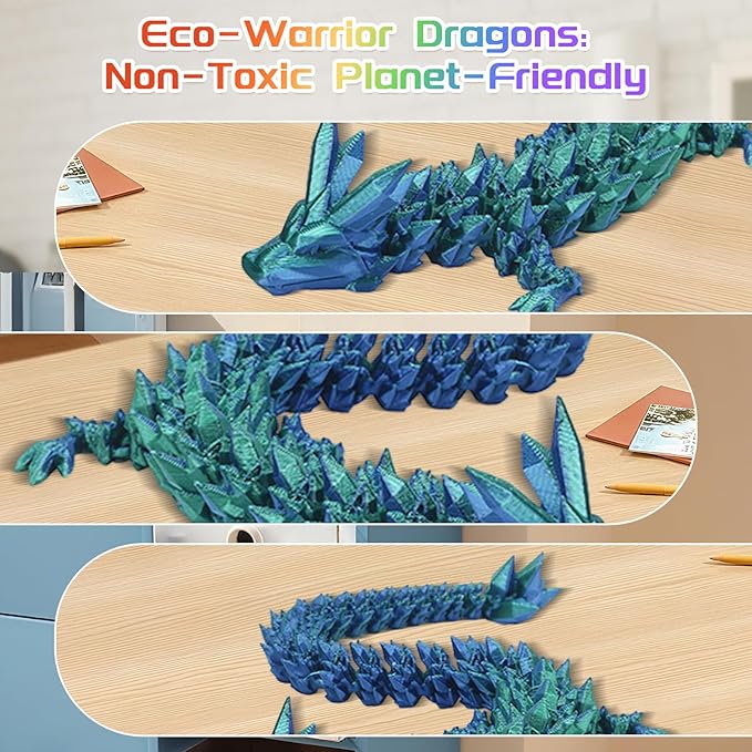 3D Printed Dragon with Egg, 4 PCS 3D Printed Fantasy Animals, Fidget Toy for Boys Girls Adult, Office Desktop Decoration Easter Basket Stuffers Graduation Gift for Teens
