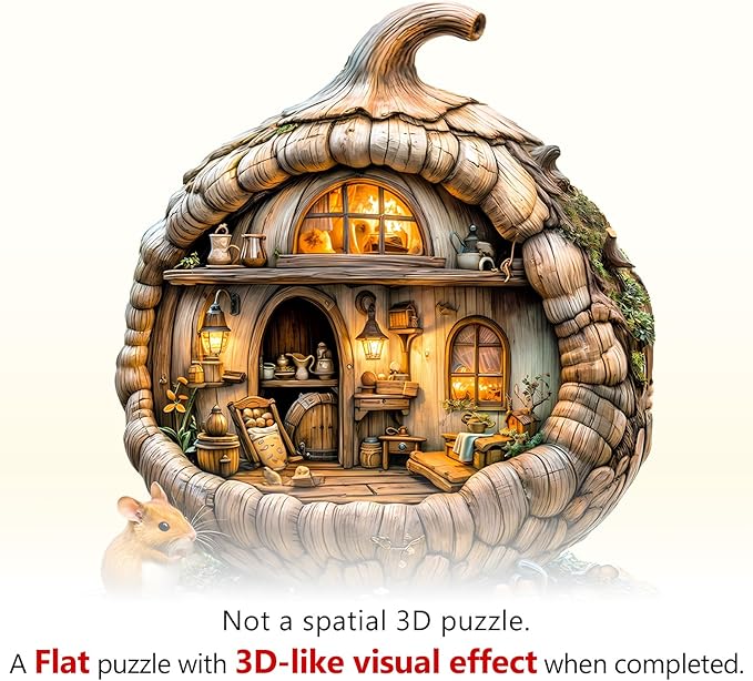 Wooden Puzzle for Adults-Wooden Puzzle Unique Shape Advanced Acorn Mouse Wooden Jigsaw Puzzle for Adult, Wood Puzzles,Challenge Wooden Jigsaw Puzzle(M-11.4 * 10.6in 160pcs)