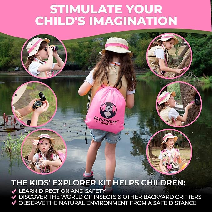 Kids Explorer Kit with Safari Vest & Hat for 7-12 Year Old Boys & Girls - Safari Costume & Dress Up as Zoo Keeper, Paleontologist - Giftable Outdoor Adventure Kit for Kids + Adventure Book