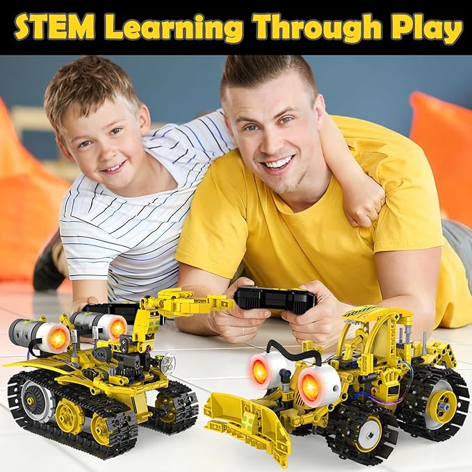 5 in 1 STEM Robot Building Kit with Remote & App Controll, Technic Coding Robotic Toys for Kids Ages 8-13 with LED-Lights Christmas Stocking Stuffer Birthday Gift for Boys & Girls Age 6--12+ (673PCS)