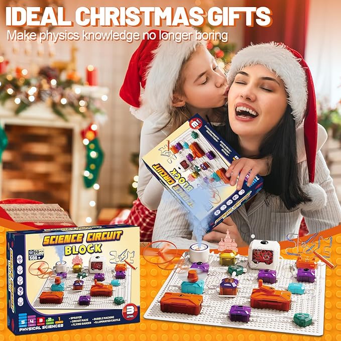 Science Kits for Kids - STEM Kits for Kids, Electronics Exploration Kit, Over 420 Projects, 50 Circuit Parts with Bubble Maker，Fan & Flying Helicopter , STEM Educational Toy Gifts for Boys& Girls