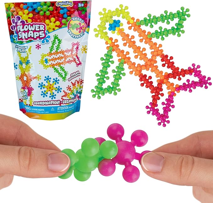 ORB Flower Snaps - 200 Pieces STEM Toys, Building Blocks for Kids - Flower Shaped Interlocking Clip Together Building Discs - Fun, Educational, Creative Connect Toys for Boys and Girls Ages 3 and Up