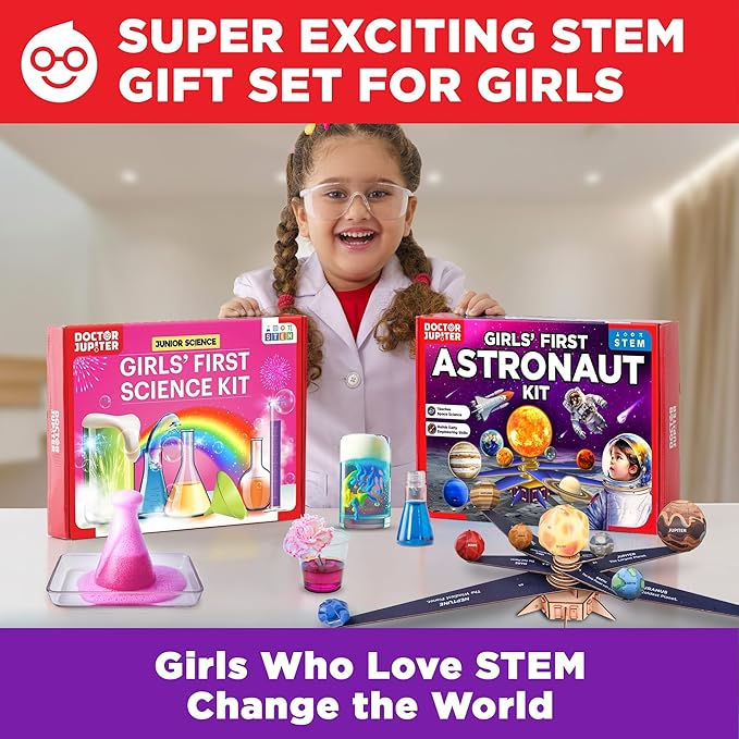 Doctor Jupiter My First STEM Gift Set | Set of ‘Girls' First Science Kit’, ‘Girls' First Astronaut Kit’ for Ages 5+ | Birthday Gift Ideas, STEM Learning & Educational Toys for 5,6,7,8 Year Old