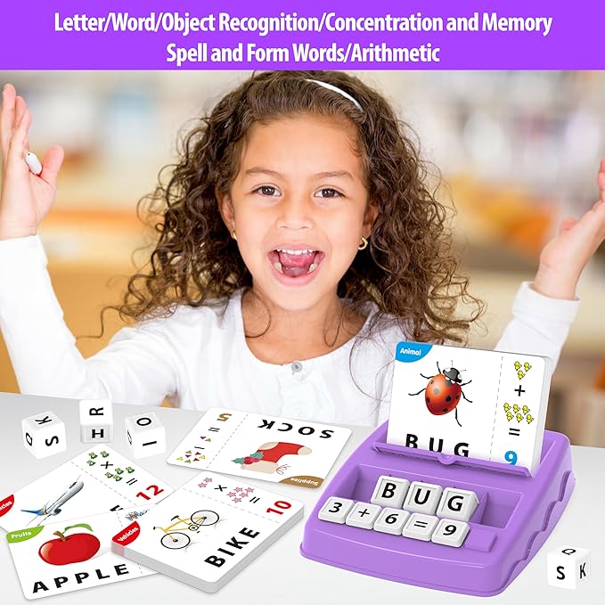 Montessori Matching Letter Games,Educational Toys for 3-8 Year Olds Boys Girls,Alphabet Learning Toys for Kids Ages 3-8 Years,Birthday Party Gifts for 3-8 Year Olds Boys Girls(Purple)