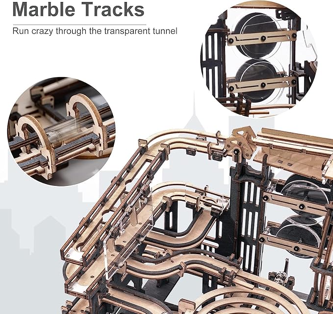 ROKR 3D Wooden Puzzles for Adult, Marble Run Puzzle Model Mechanical Marble Run Building Kits DIY Toy Hobbies for Adults for Men, Women