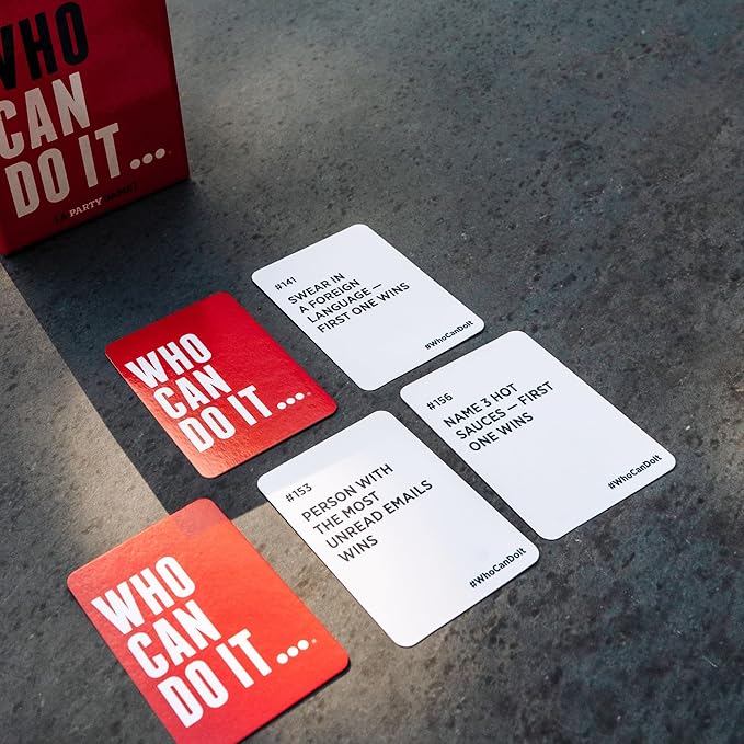 DSS Games Who Can Do It [A Party Game | Compete with Your Friends to Win These Challenges | Adult Game | Great for White Elephant, Friendsgiving, Stocking Stuffers, Holiday Parties]