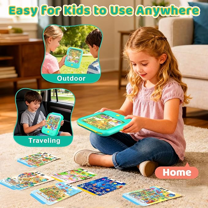 Kids Learning Tablet Bilingual, Educational Learning Toys for Toddlers 2-5 Year Olds, with 2000+ Words and Games, Autism Sensory and Speech Therapy Toys, 2 3 4 5 Year Old Boy Girl Birthday Gift(Green)