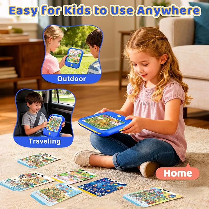 Kids Learning Tablet Bilingual, Montessori Educational Learning Toys for Toddlers 2-5 Year Olds, with 2000+ Words and Games, Autism Sensory Speech Therapy Toys, 2 3 4 5 Year Old Boy Girl Birthday Gift