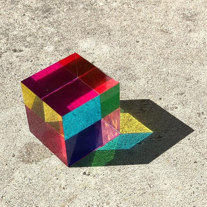 CMY Cubes Original (50mm) - Cyan, Magenta & Yellow Cube - Optical Color Cube - Teaches Subtractive Color Mixing for Ages 15+, Educational, Scientific, Physics & Kinetic Art Desk Object, STEAM
