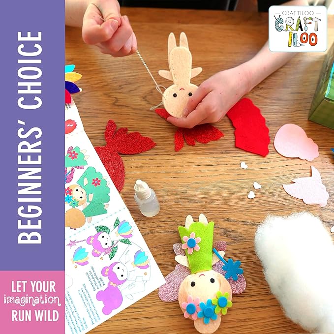 Fairy Sewing Kits for Little Girls 5 Easy Projects for Childrens Kid Crafts Make Your Own Felt Pillow Plush Craft Kit My First Sewing Kit Learn to Sew
