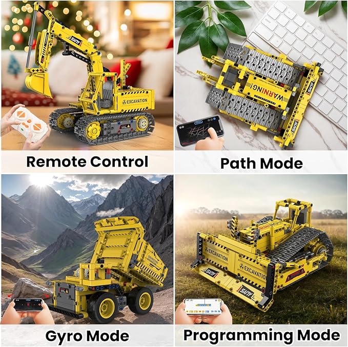 STEM Construction Toy Building Sets - Remote-Controlled Excavator Engineering Kit with 555 Pieces, Motor Module, Educational Battle Bots Gifts for Teen Boys, Science Kits for Kids Age 8-12