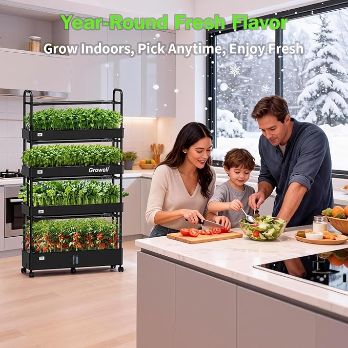 Hydroponics Growing System Kit, 120 Pods, Large Vertical Hydroponic Garden, 48L Indoor Gardening System for Herb Vegetable Fruit, with 2 Light Modes, Auto Circulating Water System